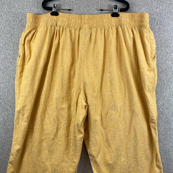 Lane Bryant wide leg pull on pants linen blend cropped pockets 26W butter yellow - Picture 6 of 10